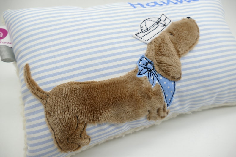 Almohada de peluche Perro salchicha Teckel Perro salchicha con el nombre deseado bordado Almohada de bautismo Perro salchicha pequeño para abrazar Almohada con nombre de perro de caza imagen 8