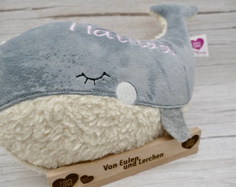 Personalized whale plush toy with your desired name - free choice of embroidery thread - super cuddly and adorable