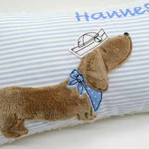Cuddly pillow - Dachshund Teckel Dachshund dog - with embroidered desired name - Baptism pillow - Small dachshund for cuddling - Hunting dog name pillow