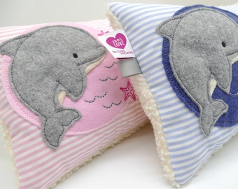 Kuschelkissen Delfin Delphin Wal Walfisch Fisch Wunschnamen Taufkissen Geburtskissen – Schmusekissen Kissen mit Namen