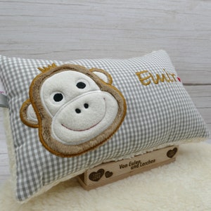 Personalized Monkey Pillow with Name | High-Quality Embroidery/Fabrics | Monkey for Birth & Christening | Safari Travel Pillow for Kindergarten image 2