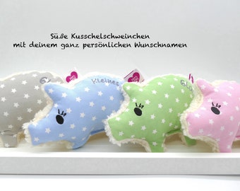 Schweinchen Schwein personalisiertes Kuscheltier Stofftier mit personalisiertem Namen Glücksschwein Plüschtier Glück Glücksbringer