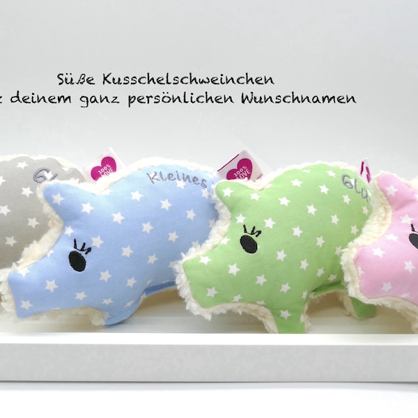 Schweinchen Schwein personalisiertes Kuscheltier Stofftier mit personalisiertem Namen Glücksschwein Plüschtier Glück Glücksbringer