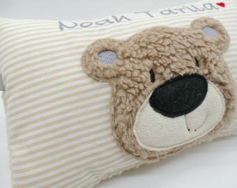 Teddybärkissen Mädchenkissen Kuschelkissen Bär Teddybär mit  Wunschnamen - Taufkissen - Jungenkissen - Namenskissen Babykissen