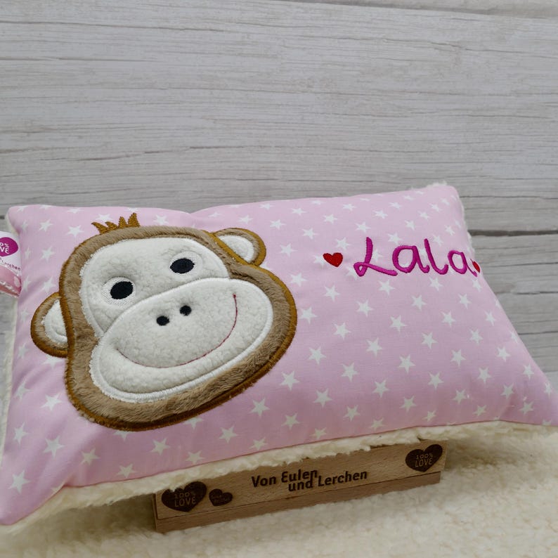 Personalized Monkey Pillow with Name | High-Quality Embroidery/Fabrics | Monkey for Birth & Christening | Safari Travel Pillow for Kindergarten image 4