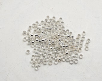 Quetschperle Messing silber hell Größen zur Wahl 2 mm, 2,5mm, 3 mm