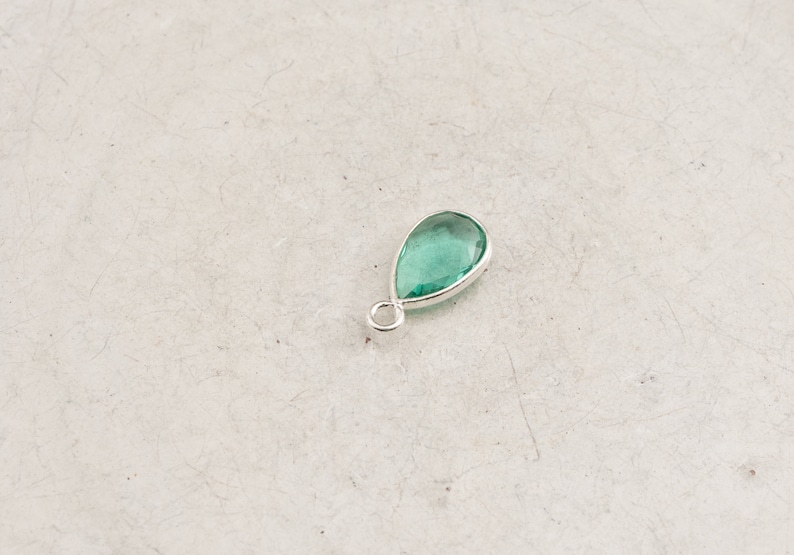 925 Silber Minicharms grüner Amethyst Bergkristal Quarz smaragdgrün Wahl rund, rechteckig, oval Quarz smaragdgrün