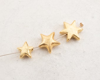 1x Stern Perle 925-Silber gold gebürstet Wahlgröße 12 mm und 15 mm