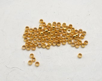 Quetschperle Messing gold Größen zur Wahl 2 mm, 2,5mm, 3 mm