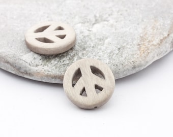 1 x Peace Greywoodholz sand  20 x 4 mm Perle zum Fädeln