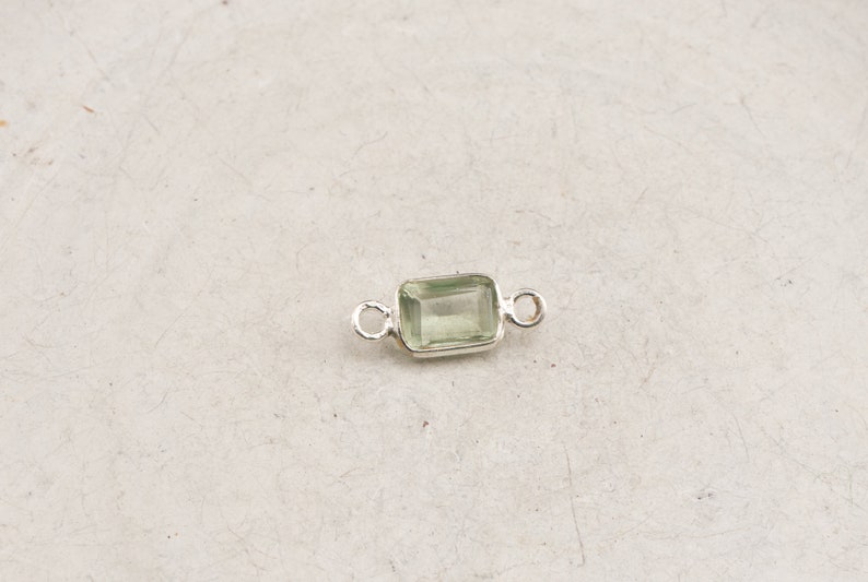 925 Silber Minicharms grüner Amethyst Bergkristal Quarz smaragdgrün Wahl rund, rechteckig, oval Bild 6