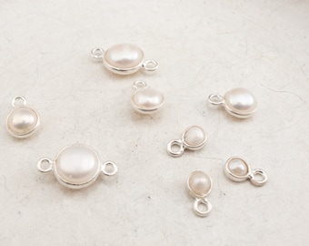 925-Silber Süßwasser Perle Anhänger mit Ring 5x8mm 7x11mm 8x15mm nach Wahl