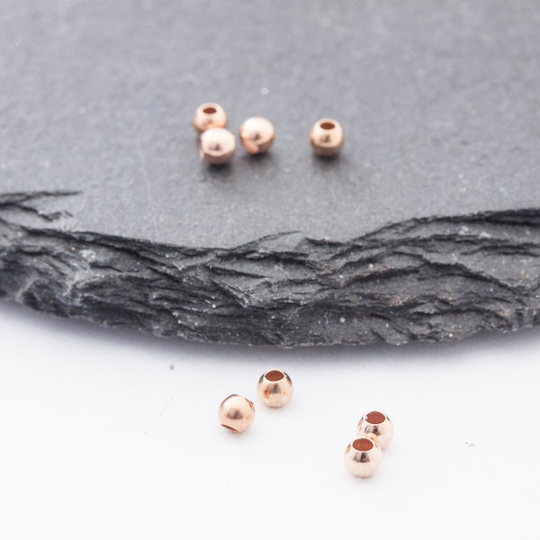 20x 2mm 925-Silberperle rosegold innen 0,9 mm