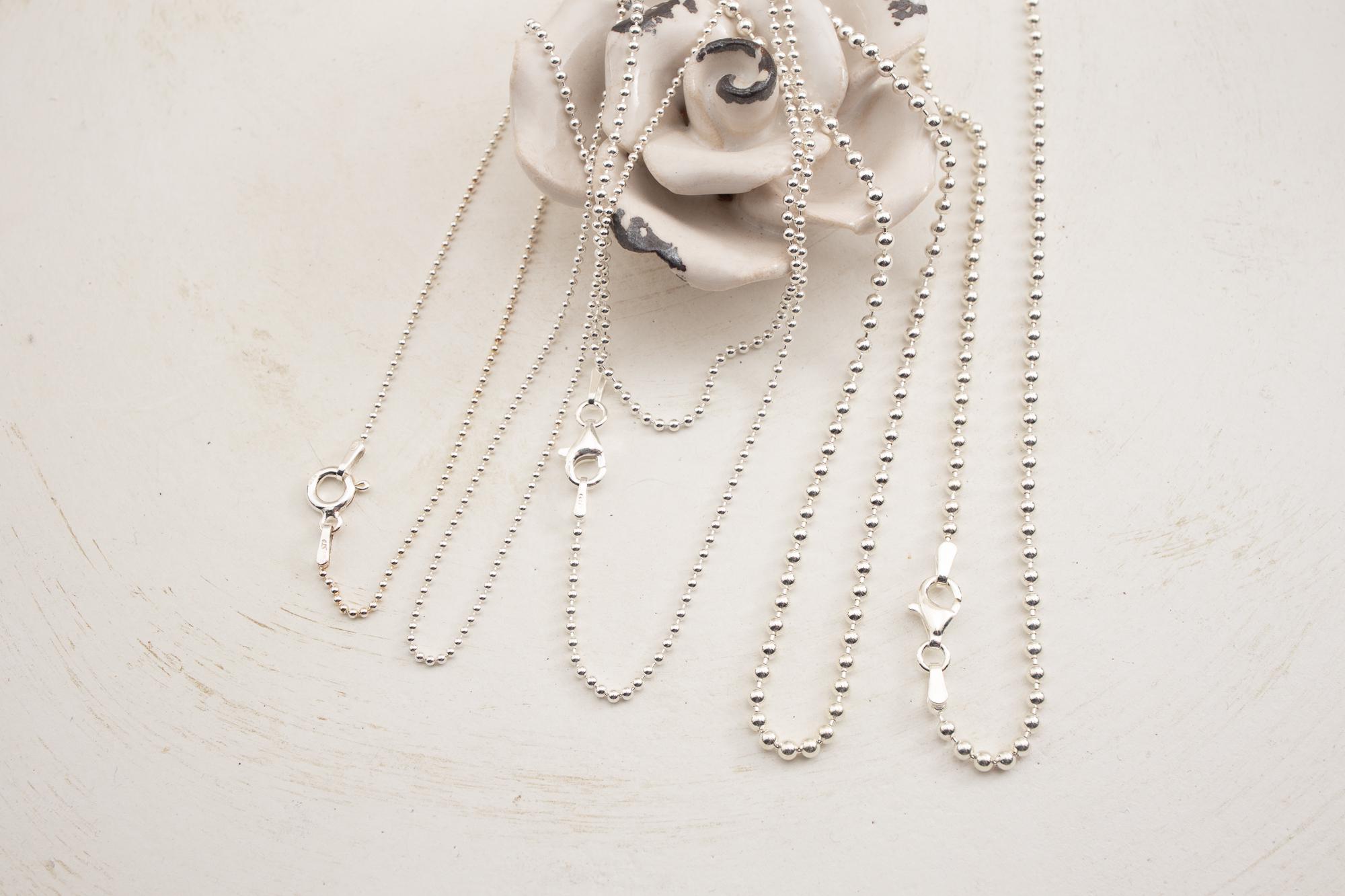 Kugelkette 1,5mm - Echt 925 Silber, Länge Wählbar 38-100cm