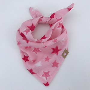 Muslin scarf baby *stars pink* triangular scarf to knot; muslin scarf, scarf girl, baby scarf handmade