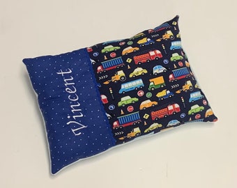 Namenskissen Baby  "Auto blau" Kissen mit Name, Kuschelkissen, Geschenk zur Geburt, Kissen Junge, Kissen Auto,