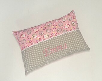 Namenskissen Baby Mädchen"Eule rosa" Kissen mit Name, Kuschelkissen, Geschenk zur Geburt, Kissen Mädchen