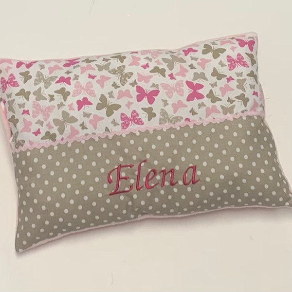 Cuscino con nome bimbo "farfalla rosa tortora" cuscino con nome, cuscino coccoloso, regalo per nascita, cuscino bambina, cuscino rosa