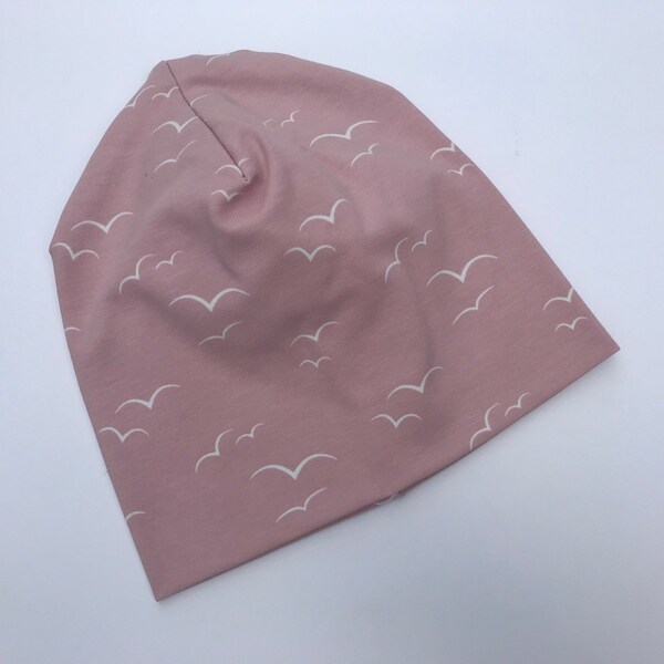 Wendebeanie "rosa antico uccello" tutte le dimensioni - bambino cappelli, berretto, berretto, Babybeanie ragazza