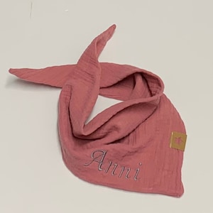 Muslin scarf baby children girl *antique pink" triangular scarf to knot; muslin scarf, scarf, baby scarf handmade, hand-made