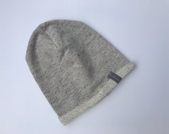 Sweat beanie, baby beanie, baby hat "light gray confetti" all sizes