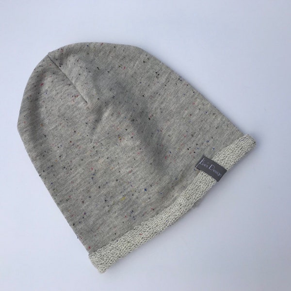 Sweat beanie, baby beanie, baby hat "light gray confetti" all sizes