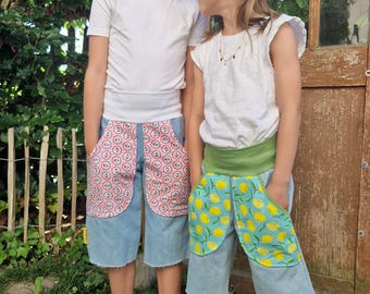 Sommerhose, Jeanshose, kurze Hose, Walderdbeere oder Zitrone