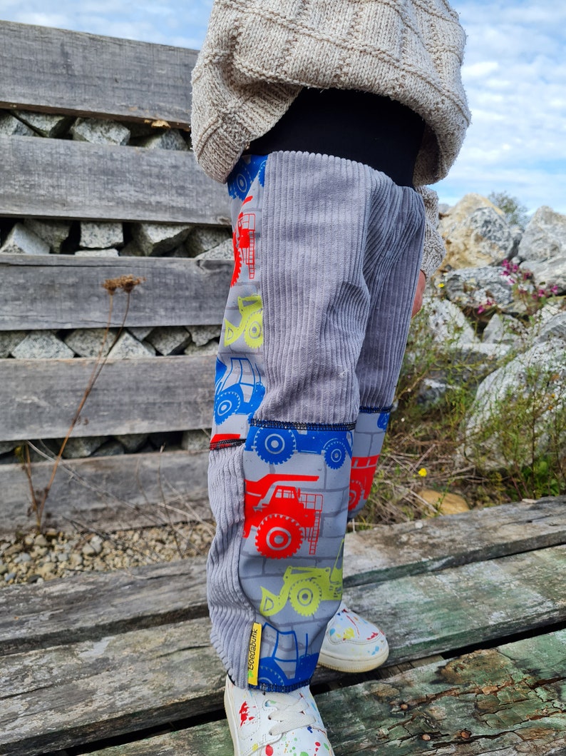 Corduroy trousers, with softshell, construction vehicles, playground trousers, wide corduroy, pump trousers image 7