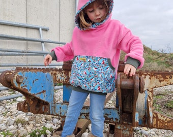 Sweat à capuche polaire, pull d'extérieur, pull, sweat à capuche, rose, oiseaux