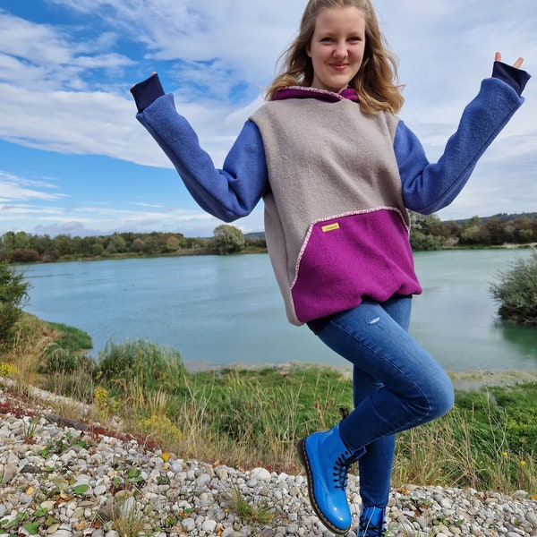 Walkhoodie, Mamas Hoodie, Kapuzenpullover, Outdoorhoodie, Color blocking