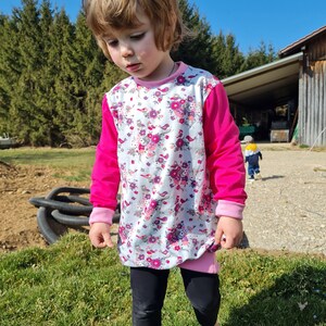 Sweater, children's sweater, longshirt, flowers, birds, pink, grey image 8