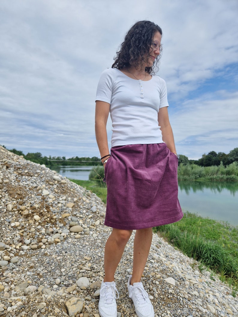 Corduroy skirt, women's skirt, mauve, wide corduroy skirt image 5