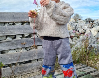 Pantalones de pana, con softshell, vehículos de construcción, pantalones de parque infantil, pana ancha, pantalones bomba