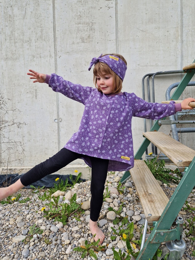 Muslin blouse, muslin top, muslin tunic, summer tunic, dandelion purple image 8