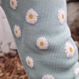 Children&#39;s leggings LEGGINGS, retro, flowers, flared trousers, ribbed jersey