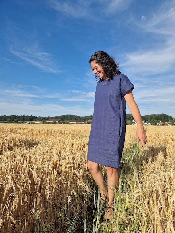 Linen dress, women, linen, indigo blue, summer dress Linen dress, women, linen, indigo blue, summer dress
