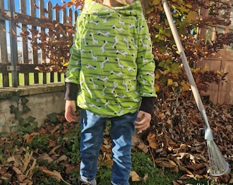 Hoodie, Long Sleeve Shirt, Longshirt, Shirt, Children's Sweater, Green, Zebras