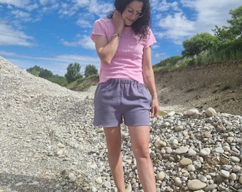 Muslin shorts, muslin shorts, short pants, grey, muslin