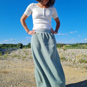 Muslin skirt, ladies, muslin, ghost green, summer skirt image 6