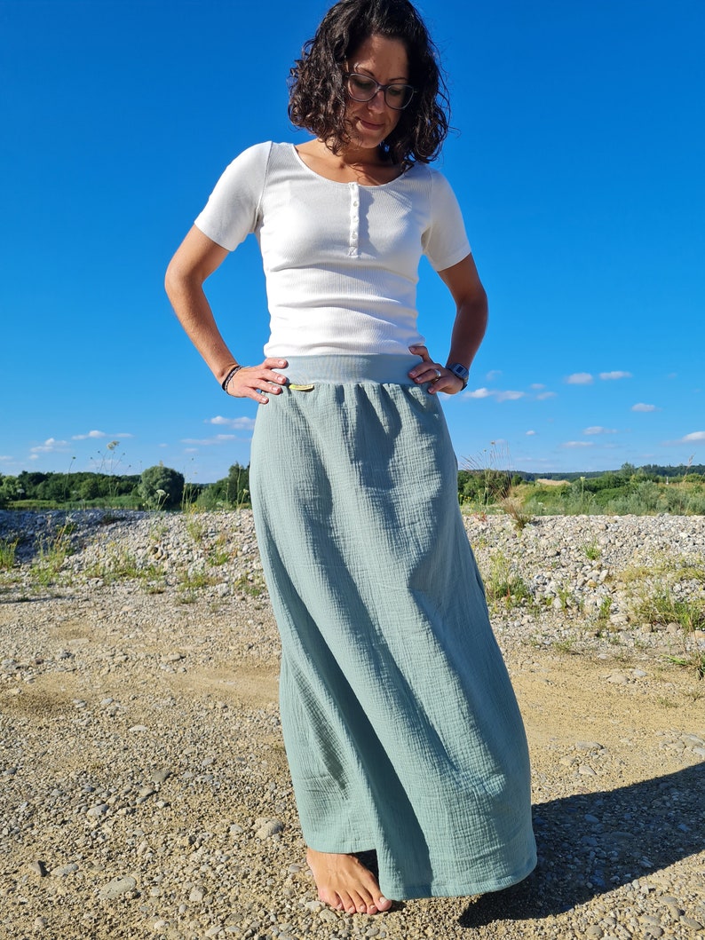 Muslin skirt, ladies, muslin, ghost green, summer skirt image 6