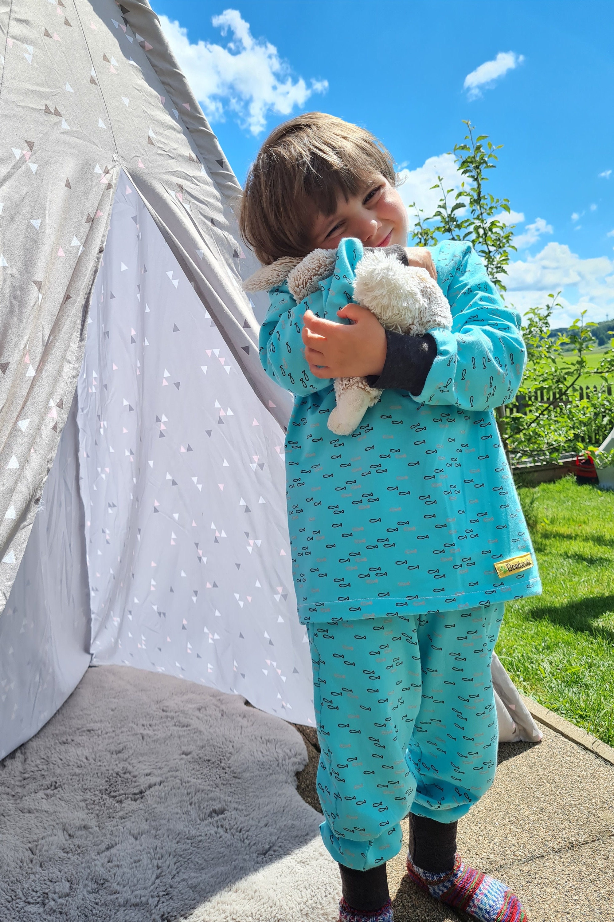 ☺︎！ Buy Pyjamas for Little Boys, Jogging Suit Blue, Fish Online