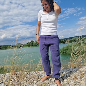 Muslin trousers women, muslin, bloomers, blue, summer trousers