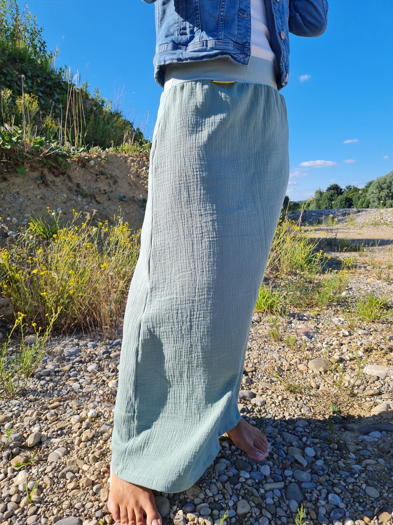 Muslin skirt, ladies, muslin, ghost green, summer skirt image 7