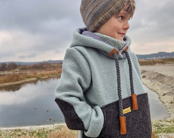 Felpa con cappuccio da passeggio, maglione da esterno, felpa con cappuccio da passeggio in lana, verde fantasma