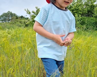 Children's shirt, T-shirt, stripes, mint, white