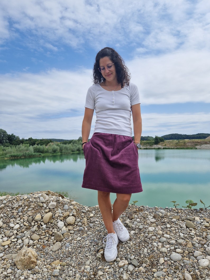 Corduroy skirt, women's skirt, mauve, wide corduroy skirt image 8