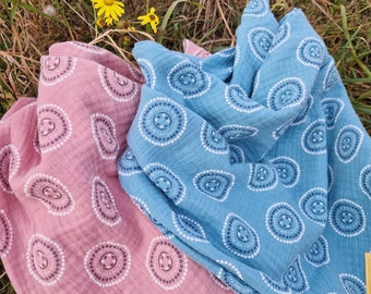 Scarf MUSLIN scarf, scarf, blue or pink