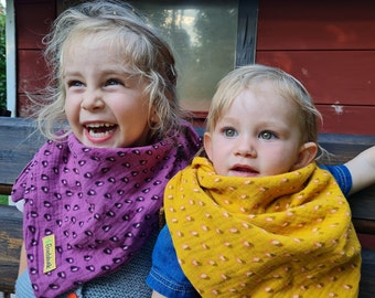 Pañuelo de muselina, Leo, gris, amarillo, morado