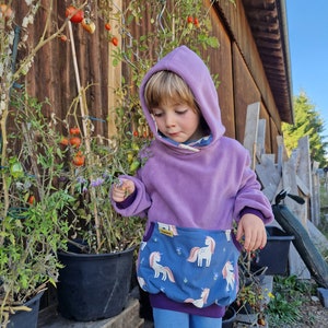 Fleecehoodie, Outdoorpullover, Pulli, Hoodie, lavendel, Einhorn Bild 3