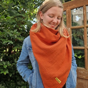 Muslin cloth rust orange muslin autumn XXL cloth neckerchief